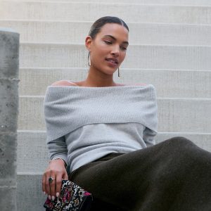 Giovanna Cashmere Cowlneck - S, Silver Gray