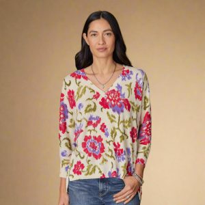 Floral Johanna Sweater - S, Ivory Floral