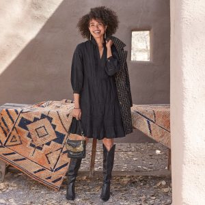 Bromlee Ruffle Dress - S, Black