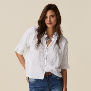 Sofia Pintuck Shirt - S, White