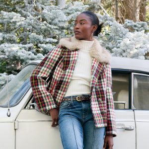Plaid Alpenhorn Coat. Petite - Petite M, Plaid