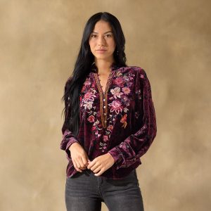 Elisabeth Velvet Top - XL, Plum
