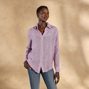Breezy Blossoms Linen Shirt - L, Lilac