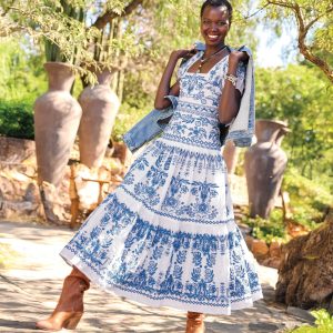 Orinda Dress - 4, Blue/white