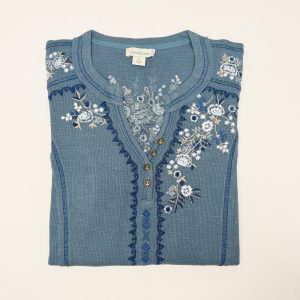 Fayette Floral Henley - S, River Blue